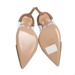 Pre Owned Gianvito Rossi Brown Suede and PVC Plexi Pointed Toe Pumps Size 39.5