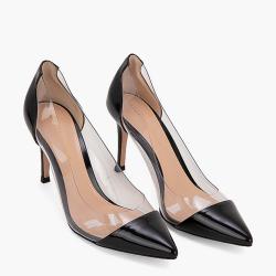 Pre Owned Gianvito Rossi Black Patent Leather Plexi Stiletto Pumps Size EU 36