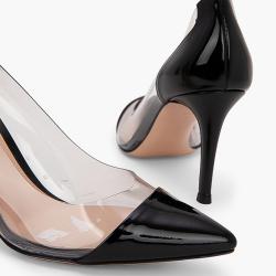 Pre Owned Gianvito Rossi Black Patent Leather Plexi Stiletto Pumps Size EU 36