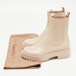 Pre Owned Gianvito Rossi Beige Leather Combat Boots Size 37.5