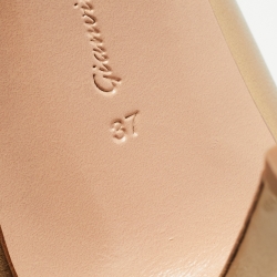 Pre Owned Gianvito Gold Leather Continuity Pointed Toe Pumps Size 37