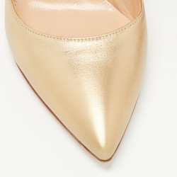 Pre Owned Gianvito Gold Leather Continuity Pointed Toe Pumps Size 37