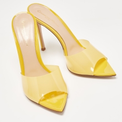 Pre Owned Gianvito Rossi Yellow PVC Elle Slides Size 38