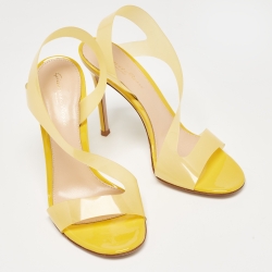 Pre Owned Gianvito Rossi Yellow PVC Metropolis Sandals Size 37