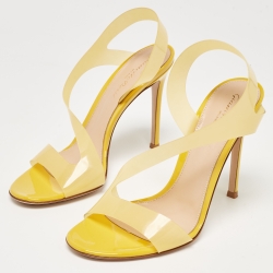 Pre Owned Gianvito Rossi Yellow PVC Metropolis Sandals Size 37