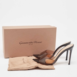 Pre Owned Gianvito Rossi PVC And Patent Leather Peep Toe Slides Size 37