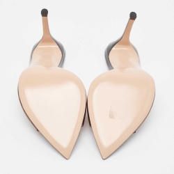 Pre Owned Gianvito Rossi PVC And Patent Leather Peep Toe Slides Size 37