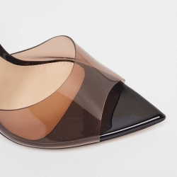 Pre Owned Gianvito Rossi PVC And Patent Leather Peep Toe Slides Size 37