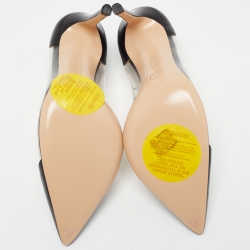 Pre Owned Gianvito Rossi Black/Transparent Leather and PVC Plexi Pumps Size 36.5