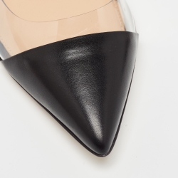 Pre Owned Gianvito Rossi Black/Transparent Leather and PVC Plexi Pumps Size 36.5