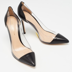 Pre Owned Gianvito Rossi Black/Transparent Leather and PVC Plexi Pumps Size 36.5