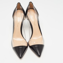 Pre Owned Gianvito Rossi Black/Transparent Leather and PVC Plexi Pumps Size 36.5