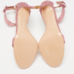 Gianvito Rossi Pink Foil Leather Portofino Sandals Size 41
