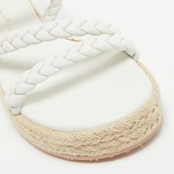 Pre Owned Gianvito Rossi White Braided Leather Espadrille Platform Sandals Size 38.5