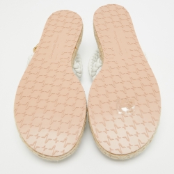 Pre Owned Gianvito Rossi White Braided Leather Espadrille Platform Sandals Size 38.5