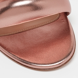 Pre Owned Gianvito Rossi Metallic Rose Gold Leather Bijoux Sandals Size 38.5