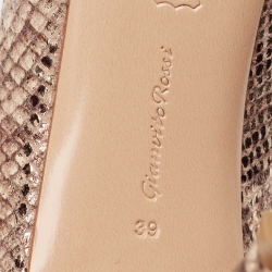 Pre Owned Gianvito Rossi Beige/Brown Python Embossed Leather Pointed Toe Pumps Size 39