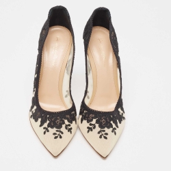 Pre Owned Gianvito Rossi Black/Beige Lace and Mesh Giada Pumps Size 40
