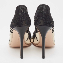 Pre Owned Gianvito Rossi Black/Beige Lace and Mesh Giada Pumps Size 40