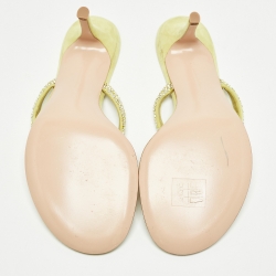 Pre Owned Gianvito Rossi Yellow Crystal Embellished Suede Thong Sandals Size 37