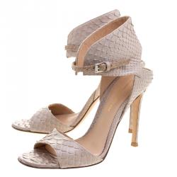 Pre Owned Gianvito Rossi Beige Python Ankle Cuff Sandals Size 36