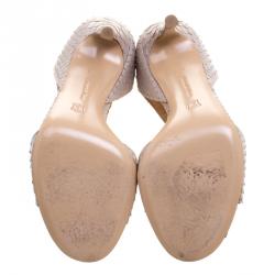 Pre Owned Gianvito Rossi Beige Python Ankle Cuff Sandals Size 36