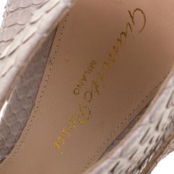 Pre Owned Gianvito Rossi Beige Python Ankle Cuff Sandals Size 36