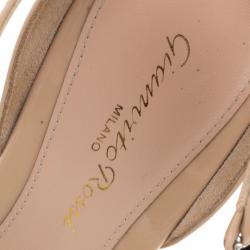 Pre Owned Gianvito Rossi Beige Patent Leather and PVC Natalie Ankle Strap Sandals Size 36.5