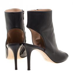 Pre Owned Gianvito Rossi Black Leather Open Toe Cut Out Ankle Booties Size 39