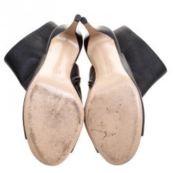 Pre Owned Gianvito Rossi Black Leather Open Toe Cut Out Ankle Booties Size 39