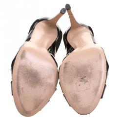 Pre Owned Gianvito Rossi Black Leather Peep Toe Cage Sandals Size 39