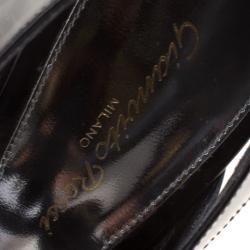 Pre Owned Gianvito Rossi Black Leather Peep Toe Cage Sandals Size 39