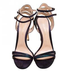 Pre Owned Gianvito Rossi Metallic Two Tone Suede Strappy Sandals Size 38.5