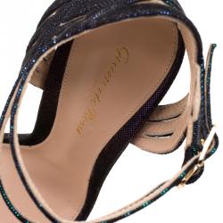 Pre Owned Gianvito Rossi Metallic Two Tone Suede Strappy Sandals Size 38.5