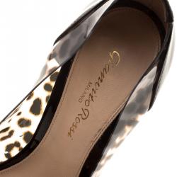 Pre Owned Gianvito Rossi Leopard Print PVC and Patent Leather Pointed Toe Pumps Size 36