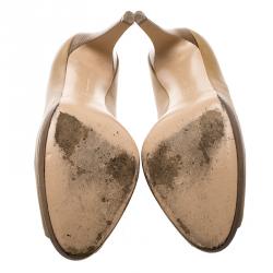 Pre Owned Gianvito Rossi Brown Leather Peep Toe Pumps Size 40.5