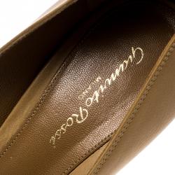 Pre Owned Gianvito Rossi Brown Leather Peep Toe Pumps Size 40.5