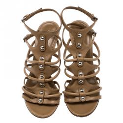 Pre Owned Gianvito Rossi Brown Leather Strappy Sandals Size 39