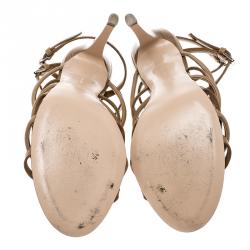 Pre Owned Gianvito Rossi Brown Leather Strappy Sandals Size 39