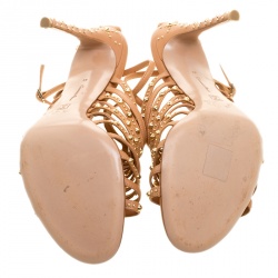 Pre Owned Gianvito Rossi Borwn Leather Studded Ankle Strap Sandals Size 41