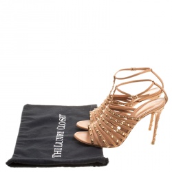 Pre Owned Gianvito Rossi Borwn Leather Studded Ankle Strap Sandals Size 41