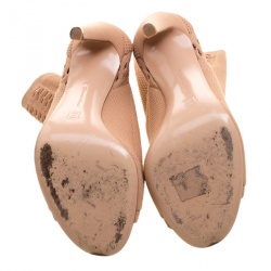 Pre Owned Gianvito Rossi Brown Perforated Stretch Knit Vires Boots Size 36