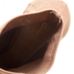 Pre Owned Gianvito Rossi Brown Perforated Stretch Knit Vires Boots Size 36