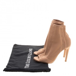 Pre Owned Gianvito Rossi Brown Perforated Stretch Knit Vires Boots Size 36