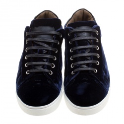Pre Owned Gianvito Rossi Blue Velvet Loft Low Top Platfrom Sneakers Size 39