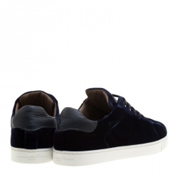 Pre Owned Gianvito Rossi Blue Velvet Loft Low Top Platfrom Sneakers Size 39