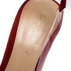 Pre Owned Gianvito Rossi Red Suede and PVC Anise Pointed Toe Ankle Strap Sandals Size 39