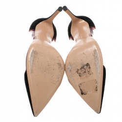 Pre Owned Gianvito Rossi Black Suede and PVC Visconti Plexi Pointed Toe Pumps Size 39