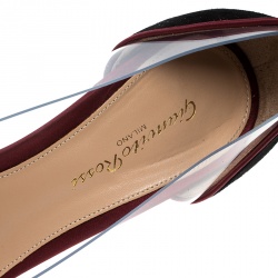 Pre Owned Gianvito Rossi Black Suede and PVC Visconti Plexi Pointed Toe Pumps Size 39