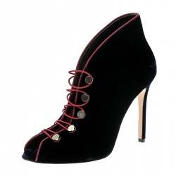 Pre Owned Gianvito Rossi Blue Velvet Miral Open Toe Booties Size 38